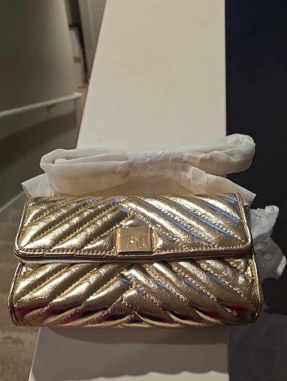 Rebecca Minkoff Metallic Gold Quilted Crossbody - Picture 6 of 7